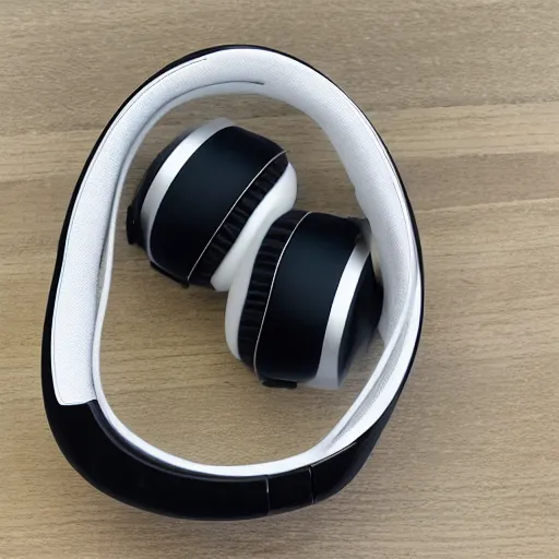 Prompt: product photoshoot of clean modern hand crafted aipods pro max beats headphones colot metal white silver with black leather padding well design ultrareallistic detailed high quality 8 k photorealistic ultra realistic