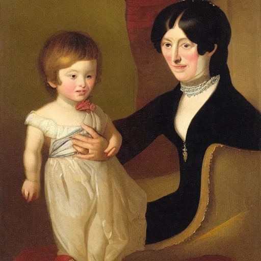 Prompt: painting of a queen and her son, 1826