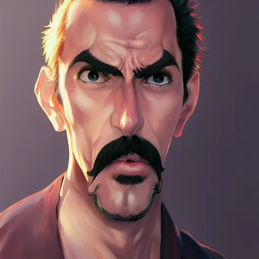 Image similar to An anime portrait of Borat, by Stanley Artgerm Lau, WLOP, Rossdraws, James Jean, Andrei Riabovitchev, Marc Simonetti, and Sakimichan, tranding on artstation