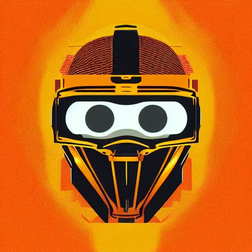 Prompt: helmet lion cyberpunk made of yellow lava and fire in angga tantama and wahyudi ramadhani style, profile portrait, robotic, digital illustration, vector art, drawing