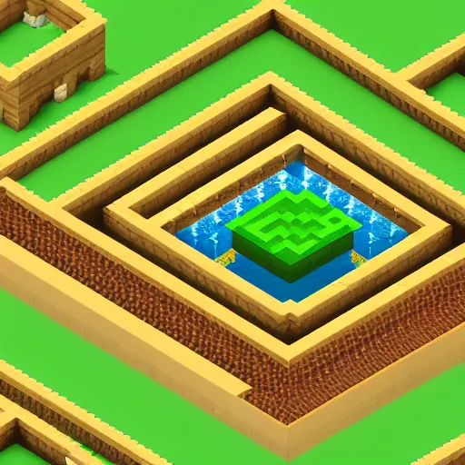 Prompt: isometric view of minecraft