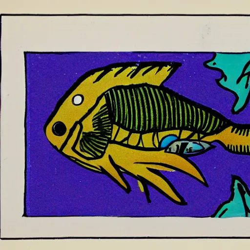 Image similar to scary fish, modernism