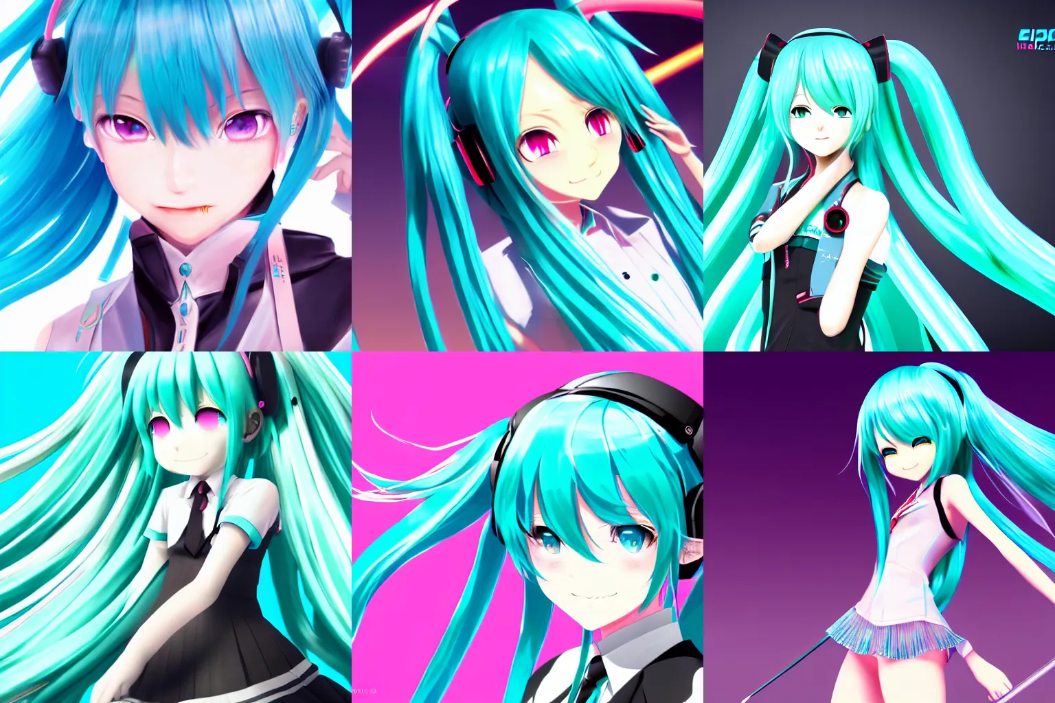 Prompt: Hatsune Miku, epic, 4k resolution, extremely detailed, very sharp, artstation, digital art, vibrant