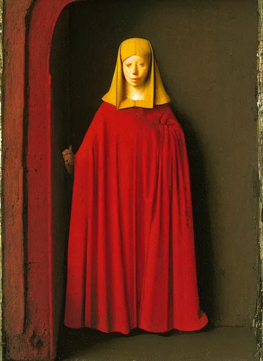 Image similar to red candle, medieval painting by jan van eyck, johannes vermeer, florence