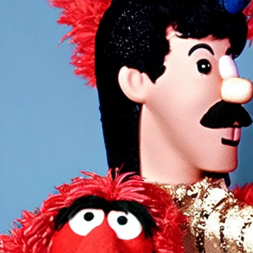 Prompt: freddy mercury in sesame street