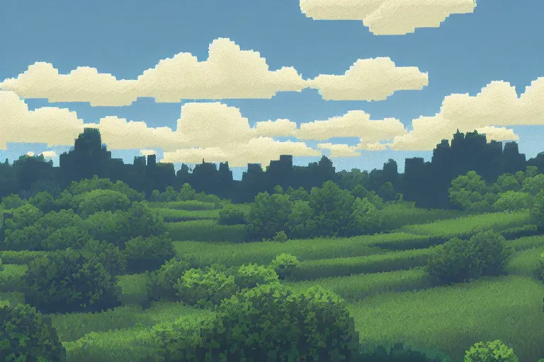 Prompt: landscape, summer, morning, beautiful cloud, quiet, no people, trending on artstation, trending on deviantart, pixelart, pixelperfect, pixel art, pixel, color limit, nearest neighbor, hard edges, art of Kirokaze pixel, art of Regular FHC, art of Pixel Jeff Franek, art of Aaron Hain, art of kryssalian