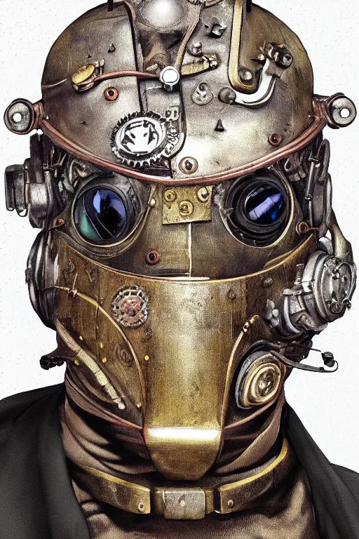 Image similar to steampunk mask minimalist fantasy art robot ninja helmet stylized digital illustration sharp focus, elegant intricate digital painting artstation concept art global illumination ray tracing advanced technology chaykin howard and campionpascale and cooke darwyn and davis jack