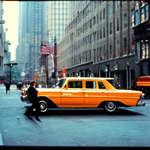 Prompt: street photography in new york, 1 9 6 0 s, ektachrome, featured on flickr, photographed on expired film