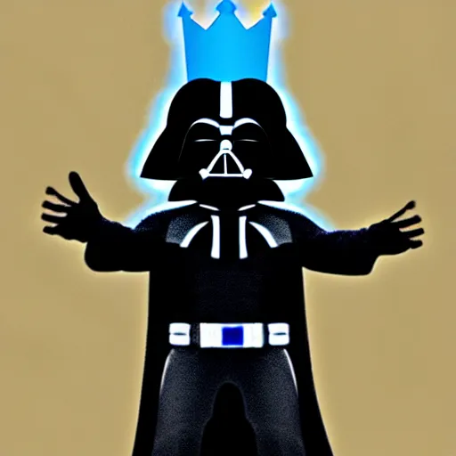 Image similar to darth vader holding a blue crown