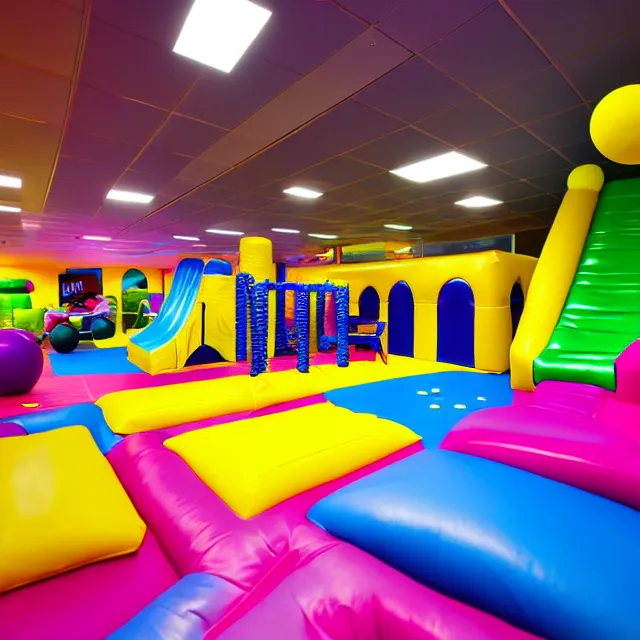 Prompt: infinite soft play area, highly detailed, 8 k, hdr, smooth, sharp focus, high resolution, award - winning photo