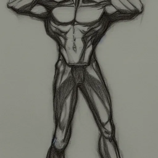 Prompt: skinny stick figure character concept art, pencil drawing