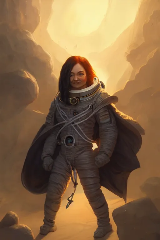 Image similar to and astronaut pirate with long black hair, d & d, fantasy digital painting, trending on artstation, concept art, sharp focus, illustration, global illumination, ray tracing, realistic shaded, art by artgerm and greg rutkowski and fuji choko and viktoria gavrilenko and hoang lap