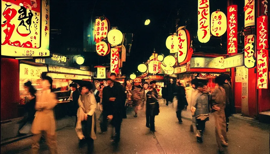 Prompt: impactful photography by haruto hoshi and yang seung woo and saul leiter, flash photography of night life in kabuki cho japan, full color, shot on kodak gold with a canon 3 5 mm lens aperture f / 8, hyperrealistic