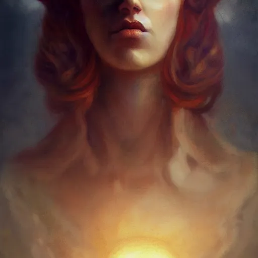 Image similar to majestic gracious regal seductive hekate portrait, ancient greece, atmospheric lighting, painted, menacing, intricate, volumetric lighting, beautiful, rich deep colours masterpiece, golden hour, sharp focus, ultra detailed, by leesha hannigan, ross tran, thierry doizon, kai carpenter, ignacio fernandez rios