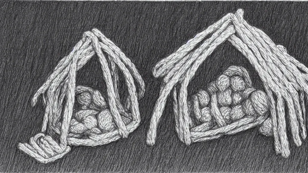 Image similar to pencil sketch sweet shelter made of ropes