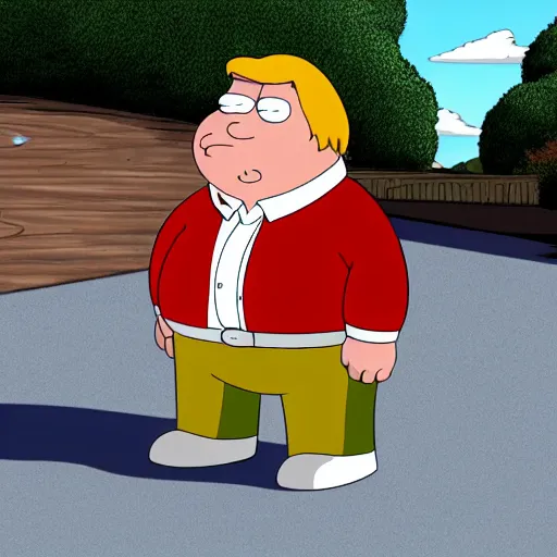 Prompt: family guy in real life, low angle