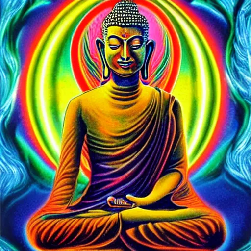 Prompt: Alex Grey art of Buddha