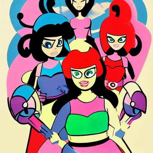 Prompt: power puff girls, by jack kirby