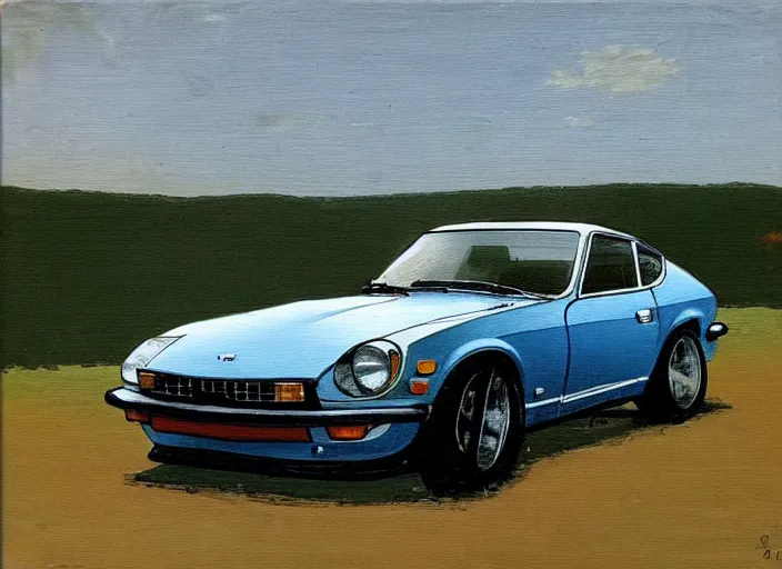 Prompt: a datsun 2 4 0 z in the art style of caspar david friedrich