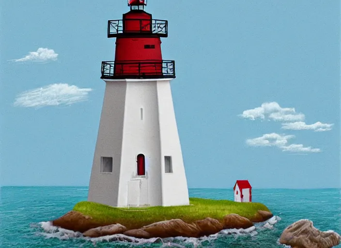 Image similar to whimsical simple folk art lighthouses, lowbrow, matte painting, 3 - d highly detailed, in the style of ammi phillips,