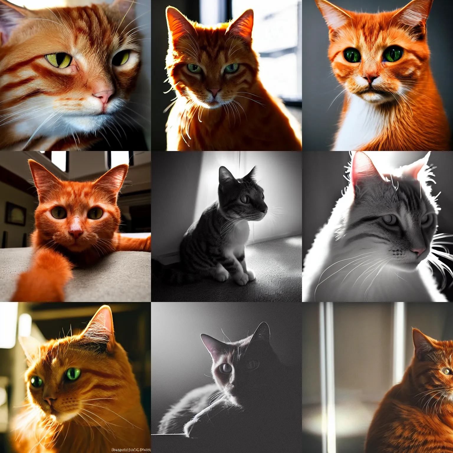 Prompt: ginger cat, dramatic lighting