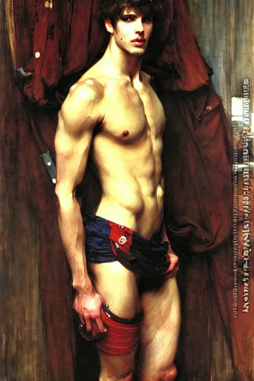 Image similar to attractive male, painting by john william waterhouse, yoji shinkawa, carl larsson, vladimir volegov