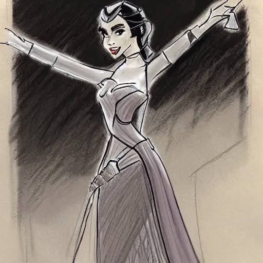 Image similar to milt kahl sketch of victoria justice as princess padme from star wars episode 3