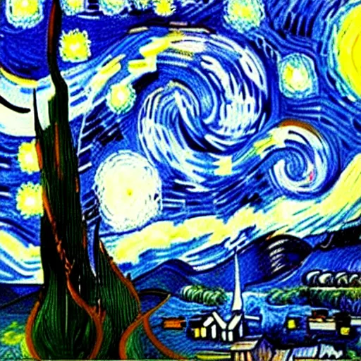 Prompt: dexter morgan painting starry night in the style of van gogh oil painting