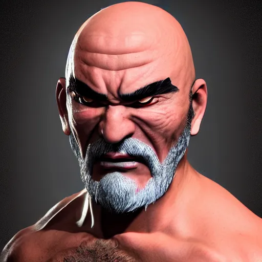 Image similar to heihachi mishima as a real person, hyper realism, 8 k
