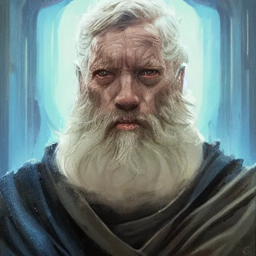 Image similar to portrait of a man by greg rutkowski, old jedi master, he looks like cameron monaghan, beard, wearing a blue jedi robes, star wars expanded universe, he is about 8 0 years old, highly detailed portrait, digital painting, artstation, concept art, smooth, sharp foccus ilustration, artstation hq