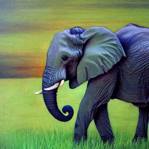 Image similar to an elephant on a green meadow art by Davis Marc