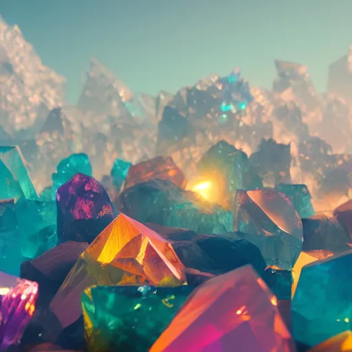 Image similar to Colourful crystal, by greg rutkowski, digital art, octane render, 4k, unreal engine