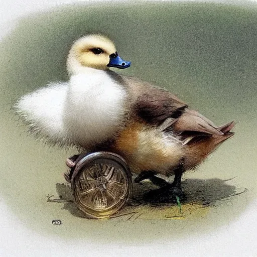 Prompt: ( ( ( ( ( baby duck driving an rc car. muted colors. ) ) ) ) ) by jean - baptiste monge!!!!!!!!!!!!!!!!!!!!!!!!!!!