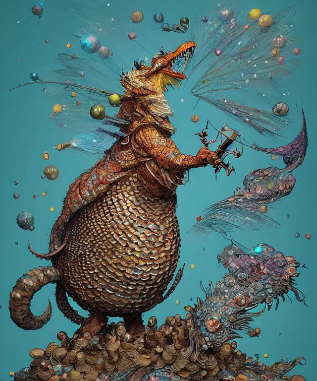 Image similar to a creature covered in scales and feathers spitting acid, fantasy, elegant, digital painting, artstation, concept art, matte, sharp focus, illustration, art by geof darrow and justin gerard