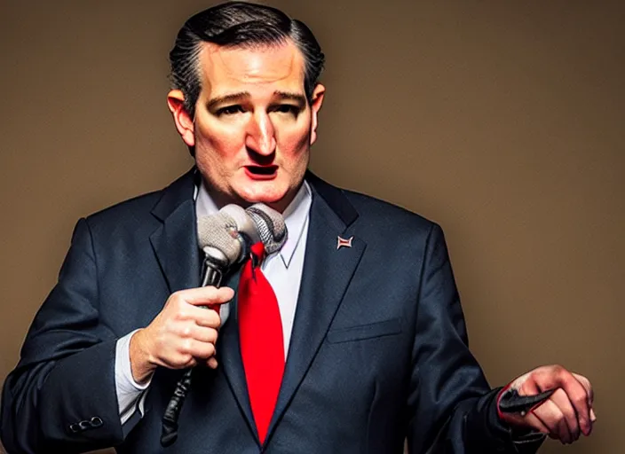 Image similar to publicity photo still of ted cruz as the zodiac killer, 8 k, live concert lighting, mid shot