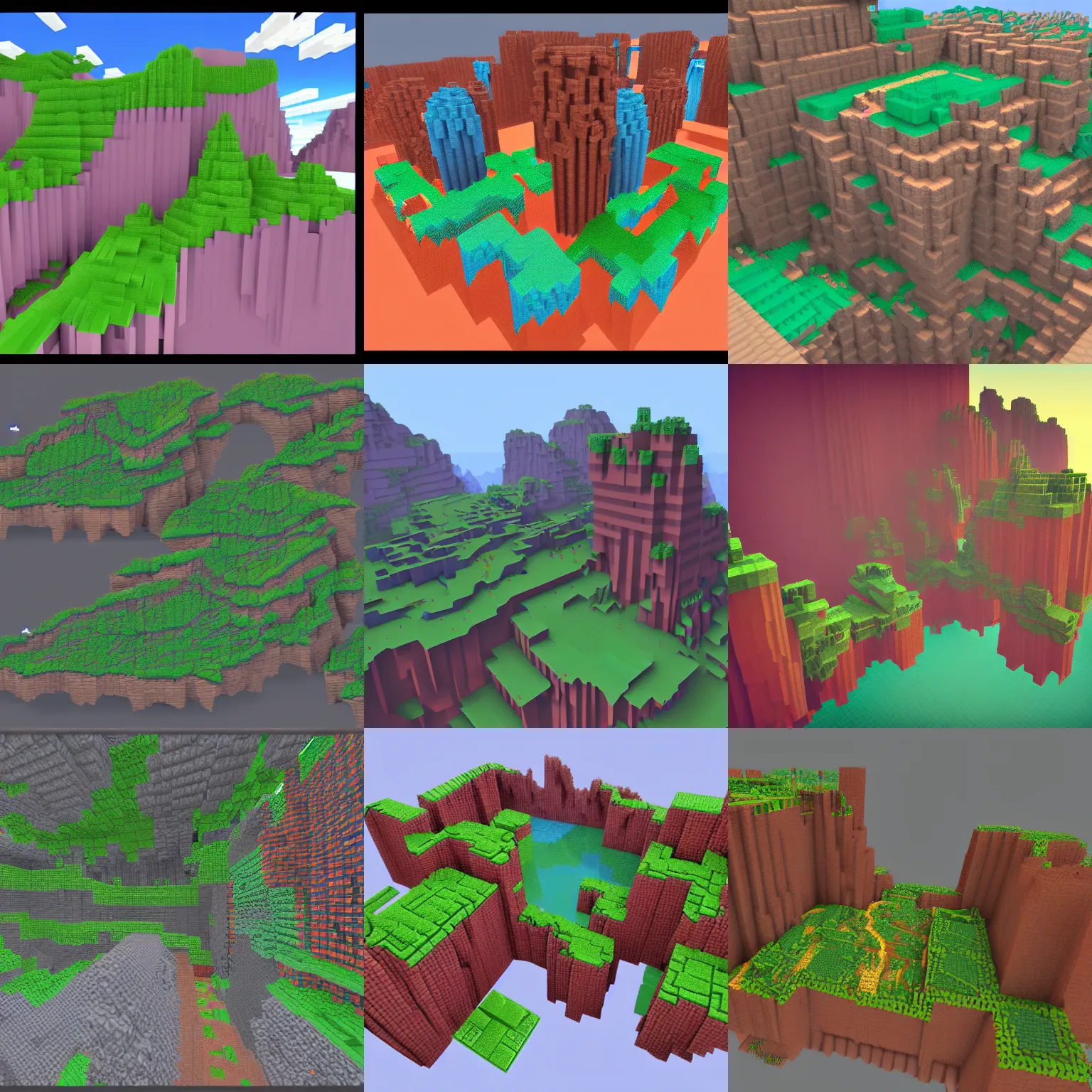 Prompt: concept art of a canyon in a voxel art style