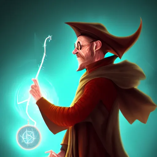 Image similar to wizard nerd casting a spell , digital painting , digital art , artstation , devian art , 4k , HD