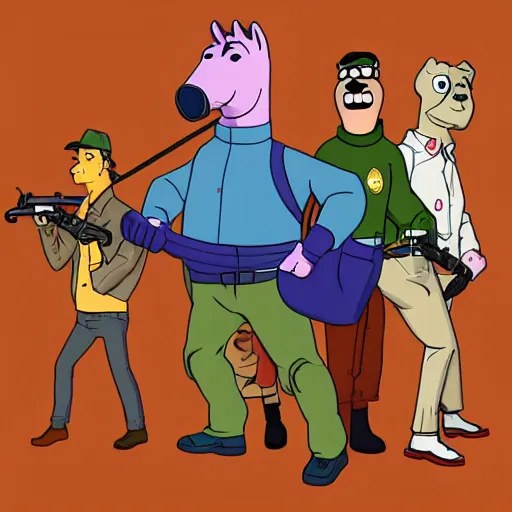 Prompt: bojack horseman as a team fortress character