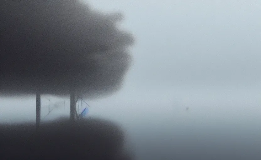 Image similar to low angle camera lens is just above the water surface of a lake, scene from a film directed by charlie kaufman ( 2 0 0 1 ), foggy volumetric light morning, extremely moody, cinematic trending on artstation in the style of greg rutkowski