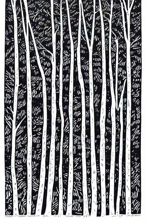 Prompt: reaction diffusion artwork of a winter forest, reaction diffusion linocut, as reaction diffusion