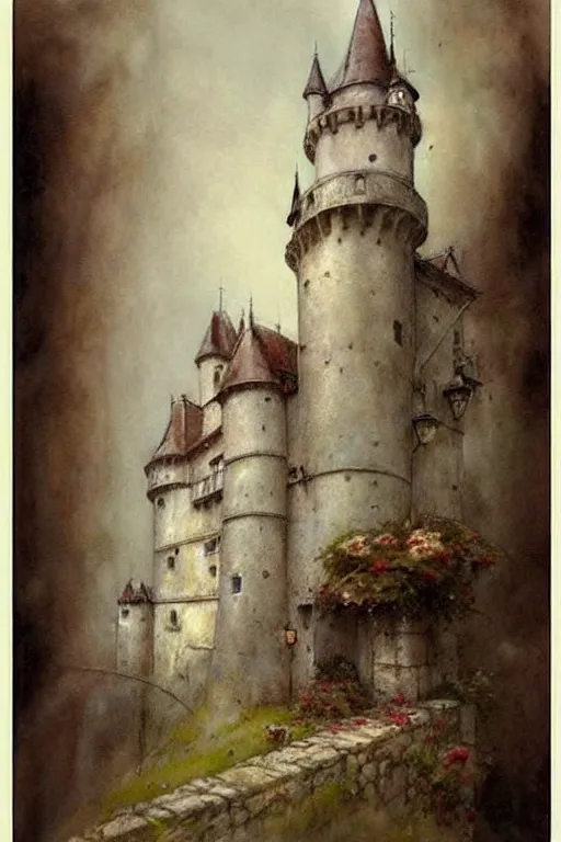 Image similar to (((((1950s castle. muted colors.))))) by Jean-Baptiste Monge !!!!!!!!!!!!!!!!!!!!!!!!!!!