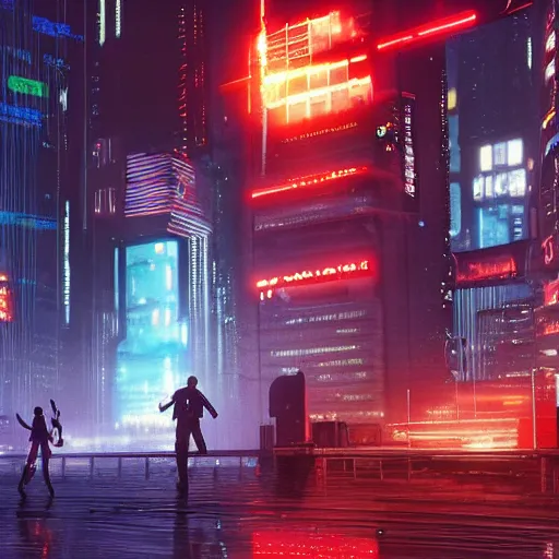 Prompt: the most cyberpunk scene of all time