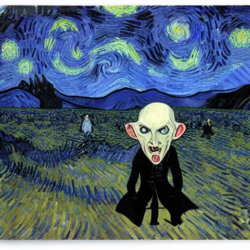 Image similar to nosferatu by van gogh