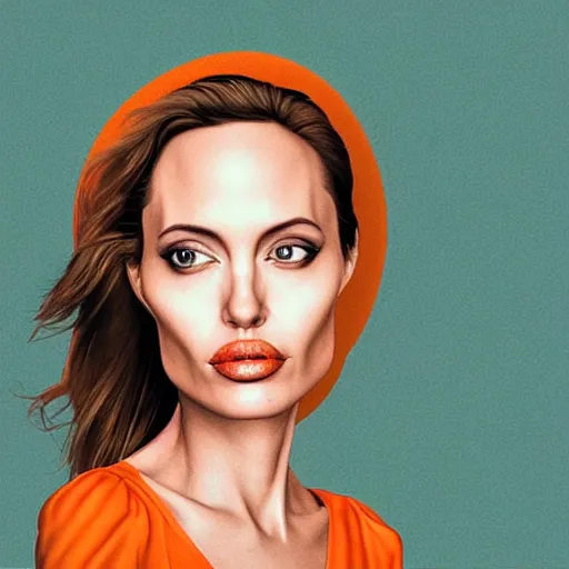 Image similar to an orange with the face of angelina jolie