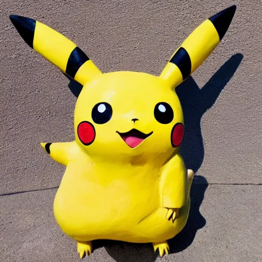 Image similar to Pikachu Sculpture made out of planks