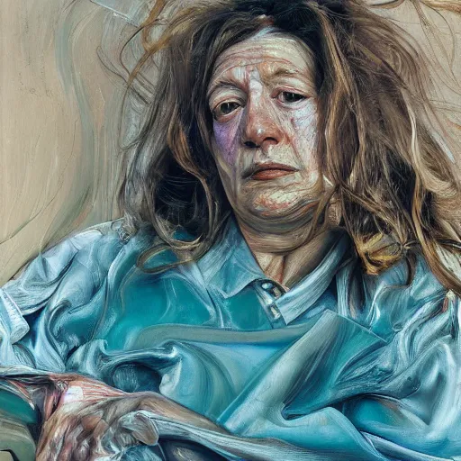 Image similar to high quality high detail painting by lucian freud and jenny saville, hd, motion, turquoise
