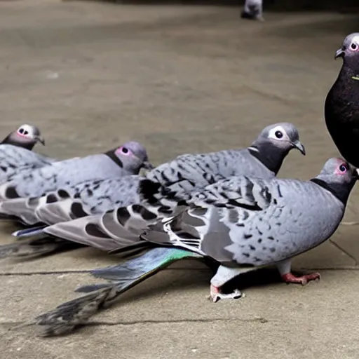 Image similar to pigeons from mexican cartel vs cat police