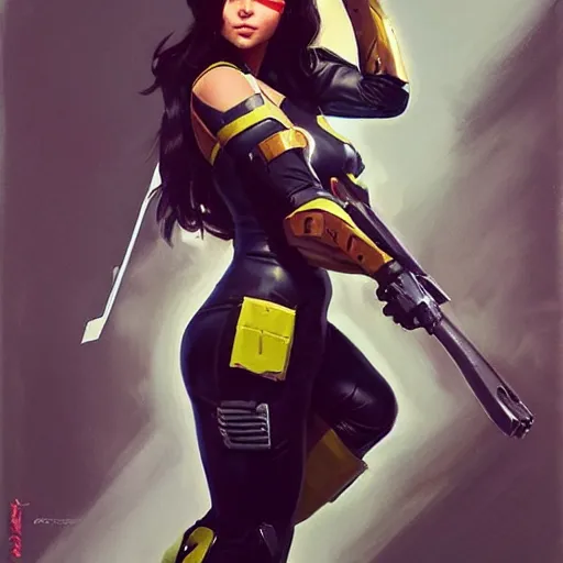 Image similar to greg manchess portrait painting of partially armored x - 2 3 laura kinney as overwatch character, medium shot, asymmetrical, profile picture, organic painting, sunny day, matte painting, bold shapes, hard edges, street art, trending on artstation, by huang guangjian and gil elvgren and sachin teng