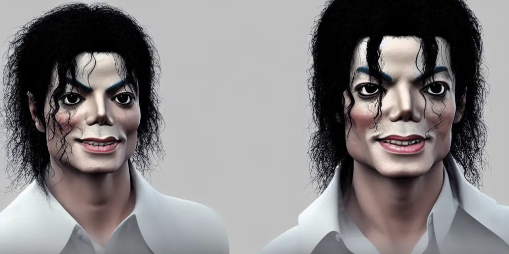 Prompt: Michael Jackson with a deformed face, award winning. Octane render, 4k, unreal 5, very detailed, hyper control-realism.