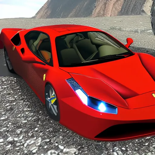 Prompt: herobrine in a ferrari